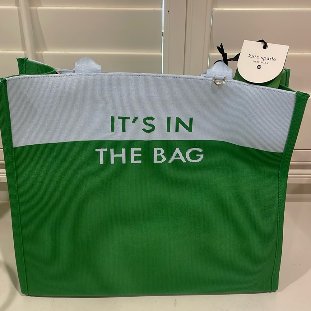 Kate Spade for Target Colorblock Knit Tote IT'S IN THE BAG - Green/Blue NEW! 💯